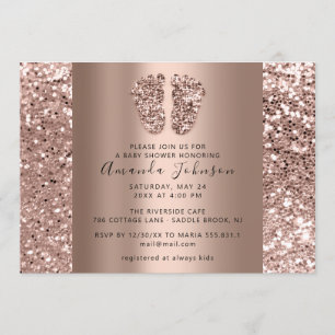 Baby shower Feet Elegant Roos Glitter Boy Girly Kaart