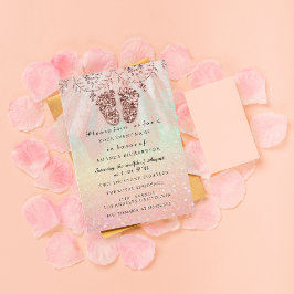 Baby shower Feet Girl Boy Royal Roos Glitter Lace Kaart