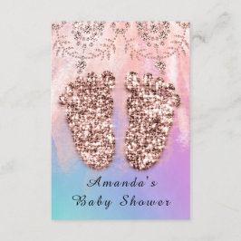 Baby shower Feet Girl Boy Royal Roos Glitter Skin Kaart