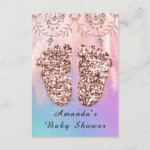 Baby shower Feet Girl Boy Royal Roos Glitter Skin Kaart