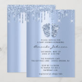 Baby shower Feet Glitter Baby Blue Drivers Jongen  Kaart (Voorkant / Achterkant)