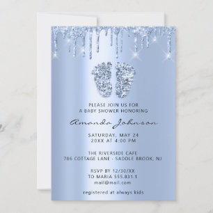 Baby shower Feet Glitter Baby Blue Drivers Jongen  Kaart