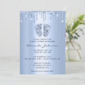 Baby shower Feet Glitter Baby Blue Drivers Piepspo Kaart (Staand voorkant)