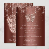 Baby shower Feet Glitter Gold Brown Drift Boy Girl Kaart (Voorkant / Achterkant)