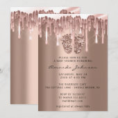 Baby shower Feet Glitter Roos Blush Drip Boy Girl Kaart (Voorkant / Achterkant)