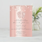 Baby shower Feet Glitter Roos Draagt foto Jongen m Kaart (Staand voorkant)