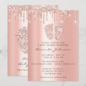 Baby shower Feet Glitter Roos Draagt foto Jongen m Kaart (Voorkant / Achterkant)