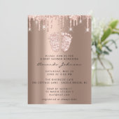 Baby shower Feet Glitter Roos Draagt foto Jongen m Kaart (Staand voorkant)