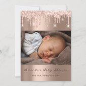 Baby shower Feet Glitter Roos Draagt foto Jongen m Kaart (Achterkant)