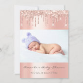 Baby shower Feet Glitter Roos Draagt foto Jongen m Kaart (Achterkant)