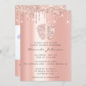 Baby shower Feet Glitter Roos Draagt foto Jongen m Kaart (Voorkant / Achterkant)