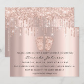 Baby shower Feet Glitter Roos Gold Drivers Boy Gir Kaart (Voorkant / Achterkant)