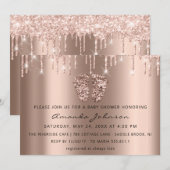 Baby shower Feet Glitter Roos Gold Drivers Boy Gir Kaart (Voorkant / Achterkant)