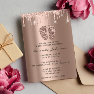 Baby shower Feet Glitter Roos Gold Drivers Boy Gir Kaart