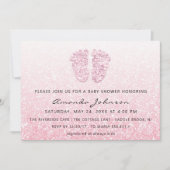 Baby shower Feet Glitter Roos Roze schijven OmbreG Kaart (Voorkant)