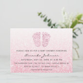 Baby shower Feet Glitter Roos Roze schijven OmbreG Kaart (Staand voorkant)