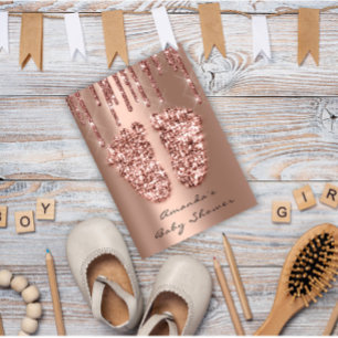 Baby shower Feet Glitter Roos Spark drijft Boy Gir Kaart