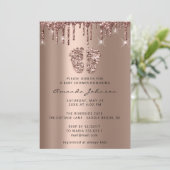 Baby shower Feet Glitter Roos Spark drijft Boy Gir Kaart (Staand voorkant)