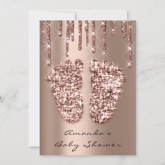 Baby shower Feet Glitter Roos Spark drijft Boy Gir Kaart (Achterkant)