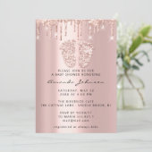 Baby shower Feet Glitter Roze druppels Foto Boy Gi Kaart (Staand voorkant)