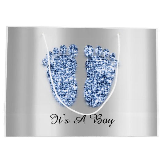 Baby shower Feet Het is een Jongen Blauwe Zeevilve Groot Cadeauzakje (Achterkant)
