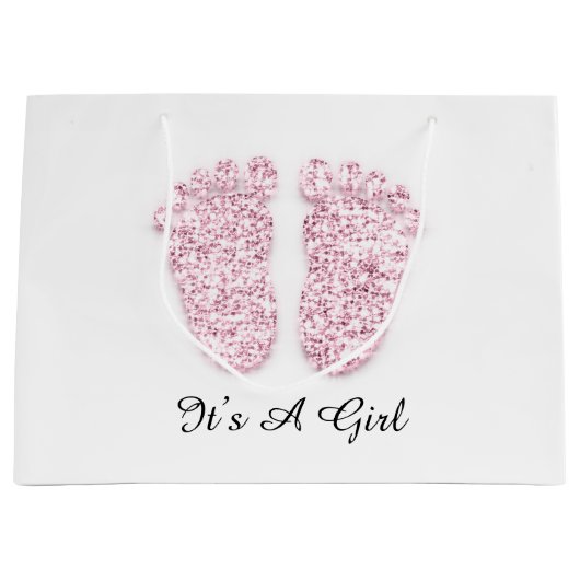 Baby shower Feet Het is een Jongerenmeisje Roze Wh Groot Cadeauzakje (Voorkant)