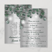 Baby shower Feet Rustic Green Grey Girl Boy Kaart (Voorkant / Achterkant)