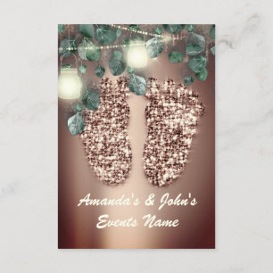 Baby shower Feet Rustic Roos Blush Girl Boy Kaart