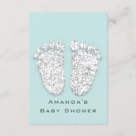 Baby shower Feet Silver Girl Boy Gray Aqua Kaart