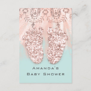 Baby shower Feet Silver Girl Boy Roya Roos Glitter Kaart
