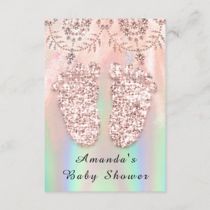 Baby shower Feet Silver Girl Boy Royal Holographic Kaart