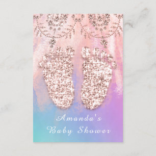 Baby shower Feet Silver Girl Boy Royal Roos Pink Kaart