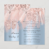 Baby shower Feet Silver Girl Boy Royal Twins Kaart (Voorkant / Achterkant)