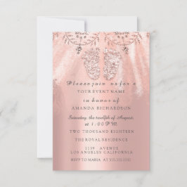 Baby shower Feet Silver Girl Royal Roos Diamond Kaart