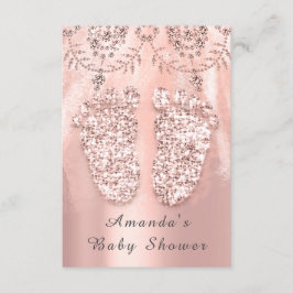 Baby shower Feet Silver Girl Royal Roos Diamond Kaart