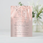 Baby shower Feet Silver Girl Royal Roos Glitter Kaart (Staand voorkant)