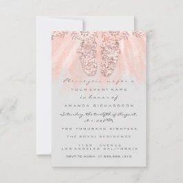 Baby shower Feet Silver Girl Royal Roos Glitter Kaart