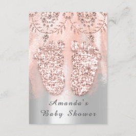 Baby shower Feet Silver Girl Royal Roos Lace Pink Kaart