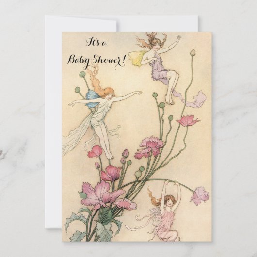 Baby shower  feiënwerij kaart (Voorkant)