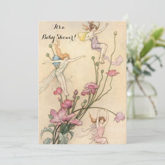 Baby shower  feiënwerij kaart (Staand voorkant)