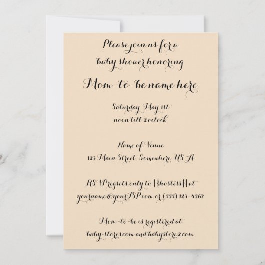 Baby shower  feiënwerij kaart (Achterkant)