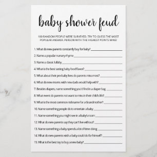 Baby shower Feud game met Answers