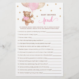 Baby shower Feud Game Pink en Gold Teddy Bear