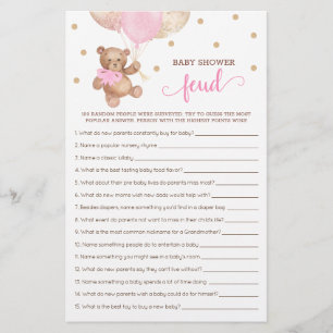 Baby shower Feud Game Pink en Gold Teddy Bear