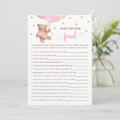 Baby Shower Feud Spel Teddybeer Kaart (Staand voorkant)