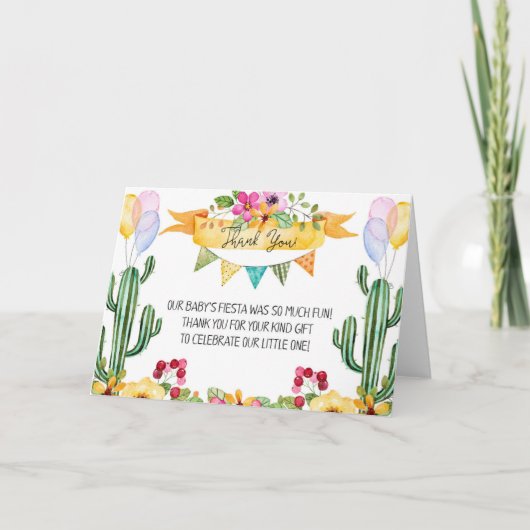 Baby shower Fiesta Bedankt Kaart (Voorkant)