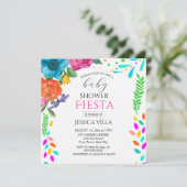Baby shower Fiesta Bloemenfeest Flat Invitation (Staand voorkant)