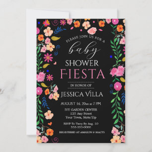 Baby shower Fiesta Bloemenroze Feestuitnodiging Kaart