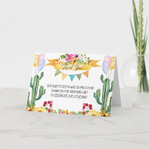 Baby shower Fiesta Hartelijk dank Kaart