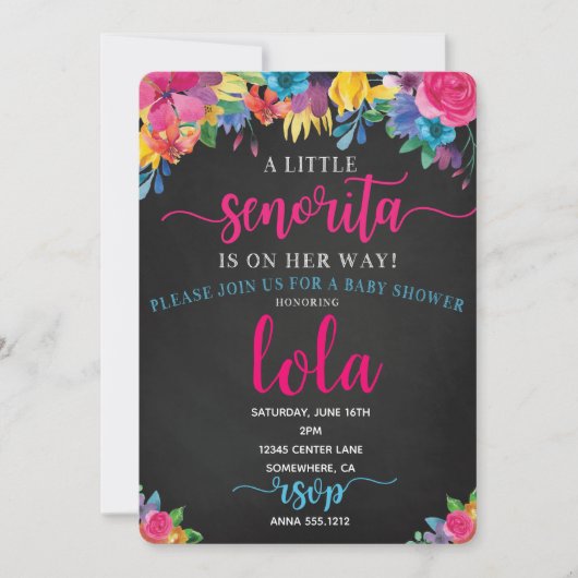 BABY SHOWER FIESTA INVITE KAART (Voorkant)